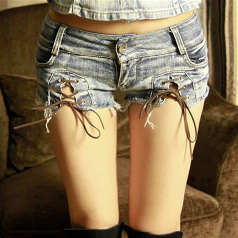 2017 Summer Hot Sale Mini Hole Denim Shorts Women Lacing Casual Silm Shorts Jeans Female Ladies
