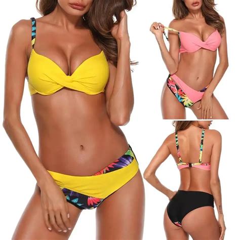 Summer Sexy Digital Print Bikini Set Split Swimsuit Women Stretch Beachwear Low Waist Two Piece