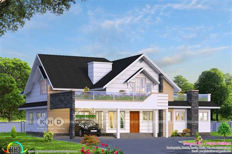Single Storied Mixed Roof Style Home 2450 Sq Ft Kerala Home Design