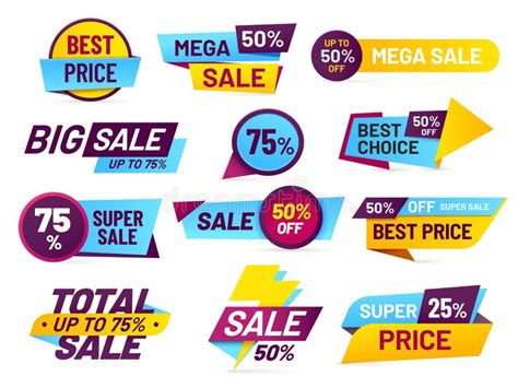 Price Tags Vector Collection Ribbon Sale Banners Isolated Stock Vector