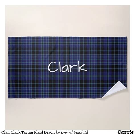 Clan Clark Tartan Plaid Beach Towel Zazzle Custom Beach Towels