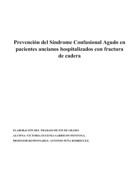PDF Prevención del Síndrome Confusional Agudo en pacientes Las