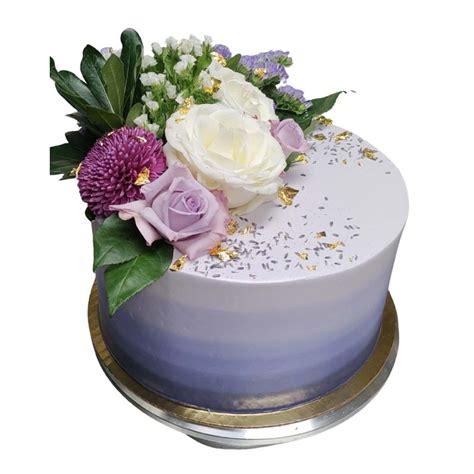 Ombre Floral Cake With Gold Leaf Cake Order Online