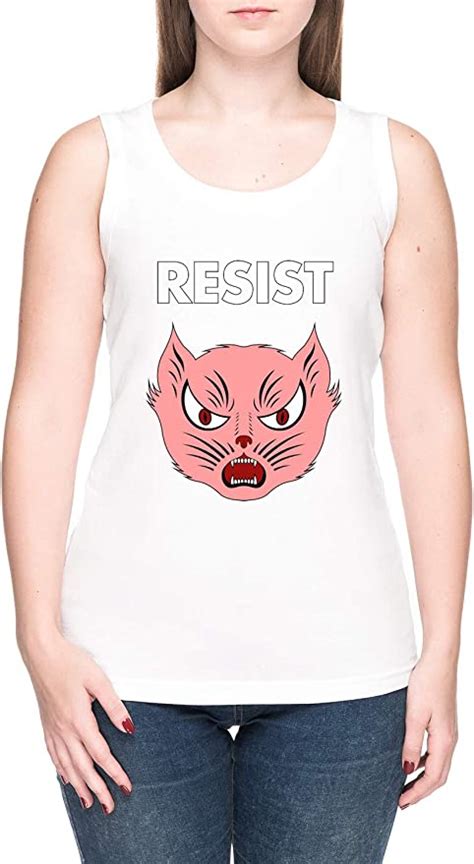 Pink Pussy Resist Femme T Shirt Débardeur Tee Blanc Womens White Tank
