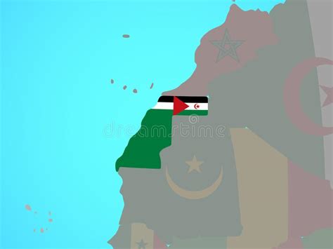 Western Sahara With Flag On Map Stock Illustration Illustration Of