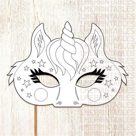 Unicorn Coloring Mask Party Printable Diy Little Pony Fairy Etsy