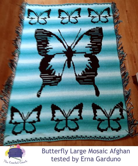 Butterfly Large Afghan Mosaic Crochet Pattern New