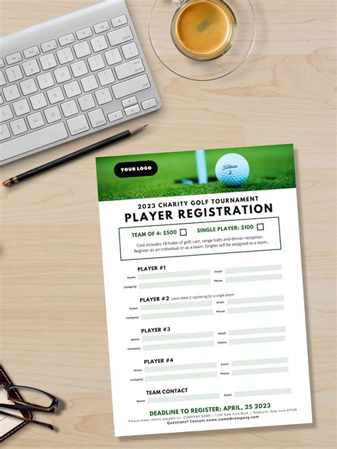 Golf Tournament Player Registration Form Canva Templates Etsy