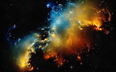 X Px Free Download Hd Wallpaper Space Nebula Red Yellow And Blue Galaxy