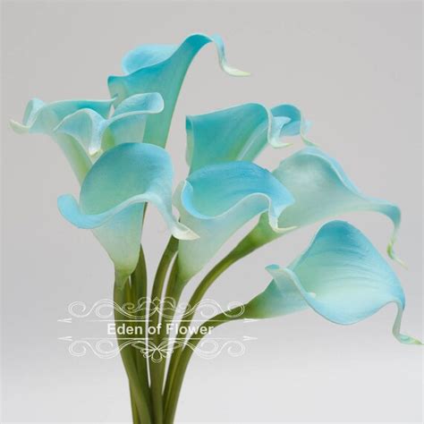 Real Touch Blue Calla Lilies Bouquet For Wedding Bridal Etsy