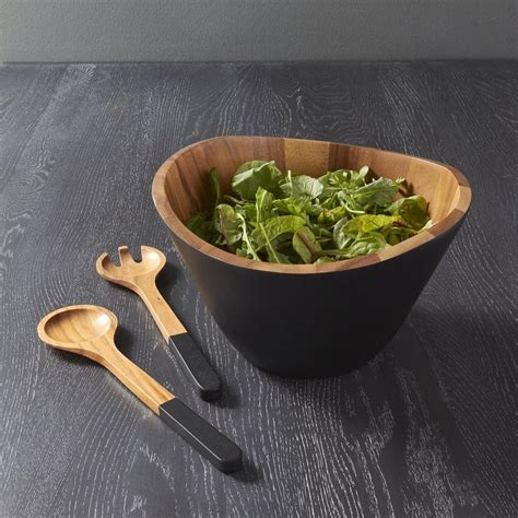 Woodbine Acacia 3 Piece Salad Bowl And Server Set Salad Bowls Set