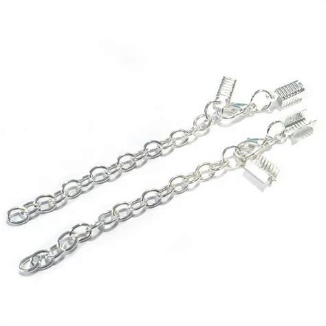 Silver Plated 3 Long Tips Ribbed Crimp Findings Extension For