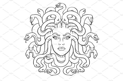 Medusa Greek Mythology Printable One Line Drawing Feminine Etsy Kulturaupice