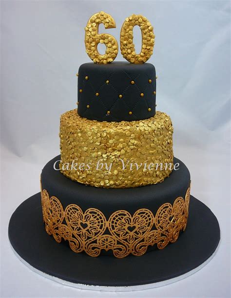 Black And Gold 60th Birthday Cake