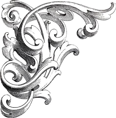 Vintage Corner Scrolls Design The Graphics Fairy Ornament Drawing