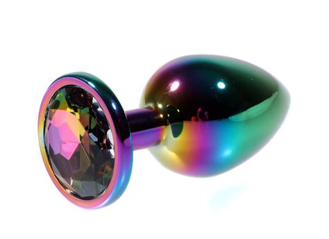Large Neo Chrome Butt Plug With Rainbow Gem Pl Nc L — Touch Of Fur