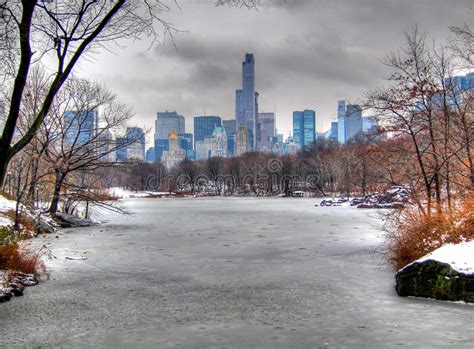 Central Park In Snow Manhattan New York City Stock Photo