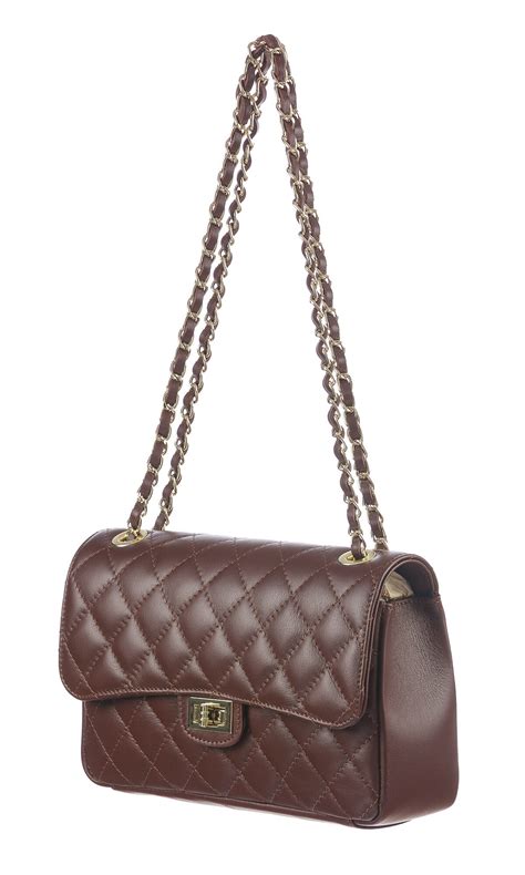 Genuine Leather Shoulder Bag Charlotte Medium Dark Brown Colour