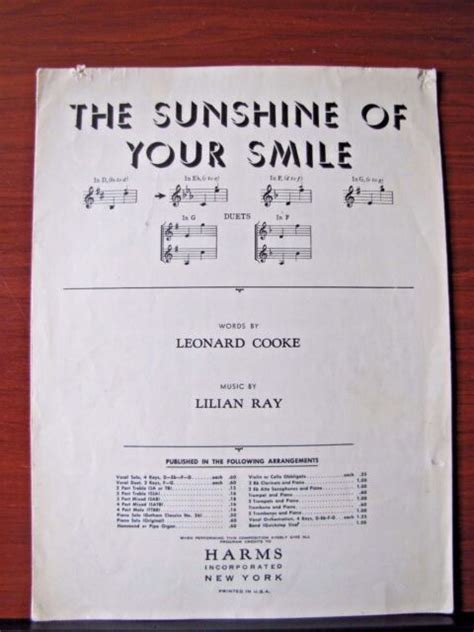 the sunshine of your smile 1915 sheet music piano vocal in e flat ebay