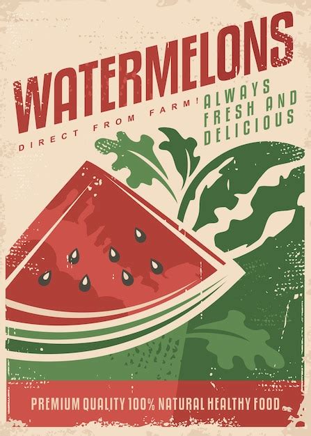 Premium Vector Vintage Poster Template For Watermelon Farm