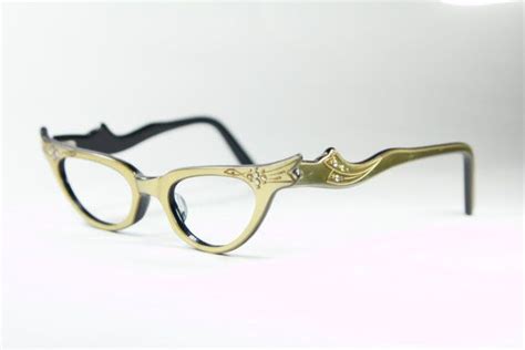 stunning adorned cateye rhinestones 1950s vintage eyeglasses frames handmade in france 3 color