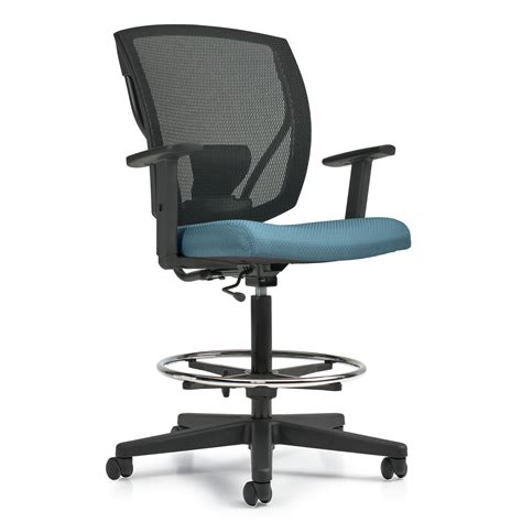 Ibex Upholstered Seat And Mesh Back Drafting Task Chair With Arms