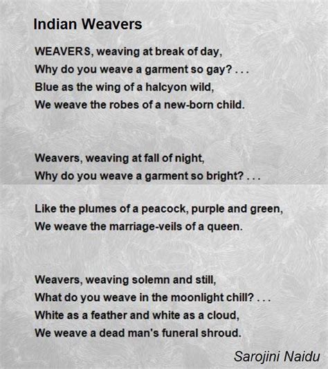 🎉 Indian Weavers Poem By Sarojini Naidu Indian Weavers By Sarojini
