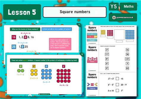 Find free ks3 maths revision materials today. Year 5 Multiplication and Division - Square Numbers - Lesson 5 - Grammarsaurus