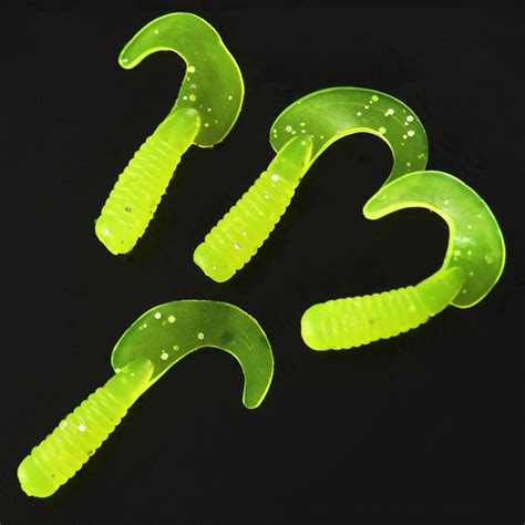 10Pcs Glow Silicone Worm Curly Tail Grub Soft Fishing Bait Lure Jig