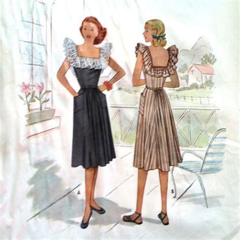 6876 Misses Sun Dress Mccall January 1940s Vintage Patterns 1940s