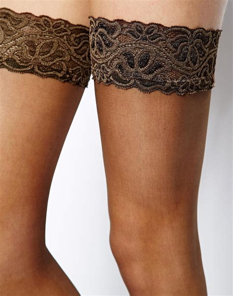 Pretty Polly Aristoc Sensuous 10 Denier Lace Top Stockings In Black Lyst