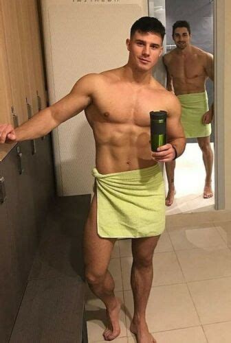 Shirtless Male Hunks Beefcake Towel Jocks Locker Room Bare Feet PHOTO
