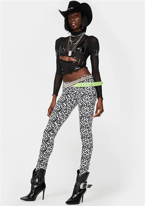 Tripp Nyc White Leopard T Back Skinny Jeans Dolls Kill