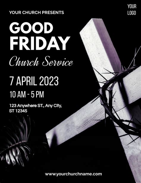 Good Friday Church Service Flyer Modelo Postermywall