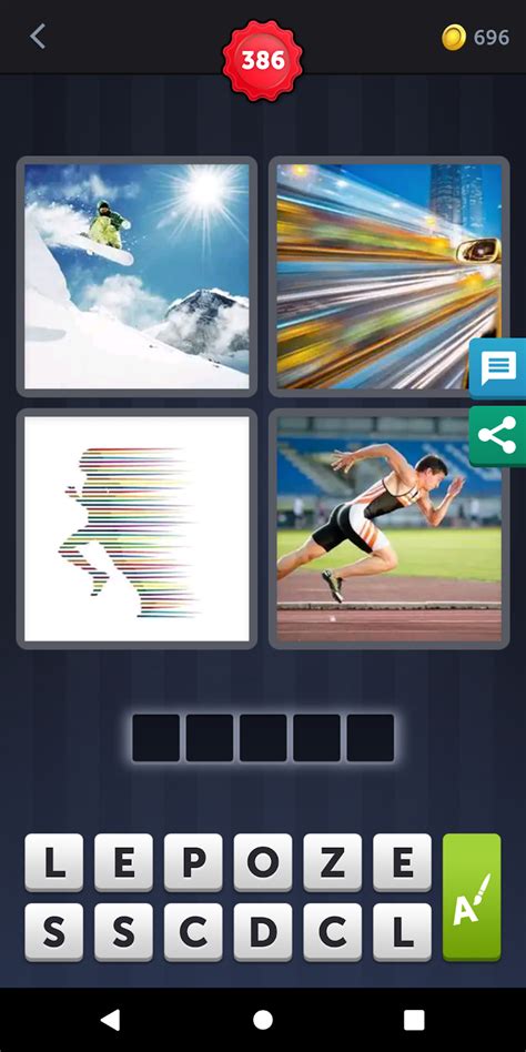4 Pics 1 Word Answers Solutions Level Speed
