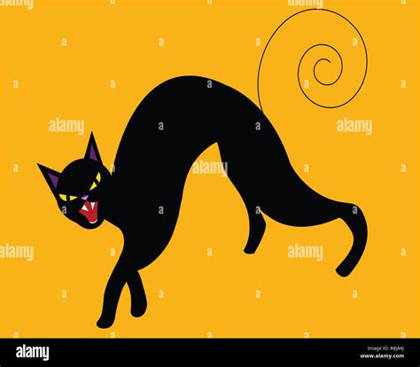 Illustration Of An Angry Black Cat Starring At The Viewer Stock Photo