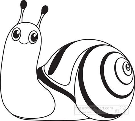 Cartoon Style Smiling Happy Snail Clipart Bw Classroom Clipart