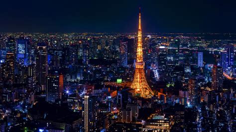 Tokyo Tower Lit Up At Night Fondo De Pantalla Hd Fondo De Escritorio