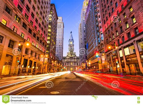 Philadelphia On Broad Street Stock Photo Image Of Dusk Avenue 81293524