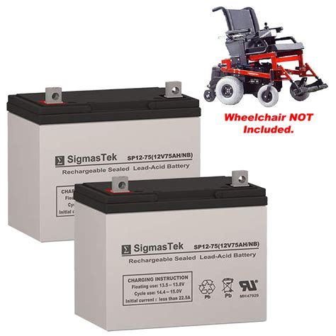 2pc Quickie P 200 Power Wheelchair Replacement 12v 75ah Sla Agm