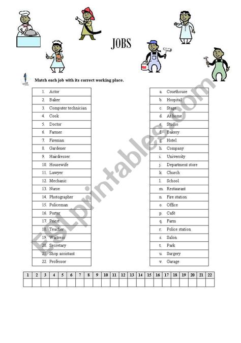 Jobs ESL worksheet by Sílvia73