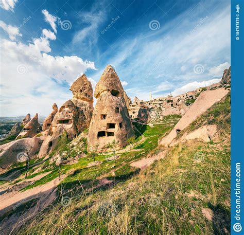 View Of Uchisar Castle From Pigeon Valley Cappadocia Turkey Royalty