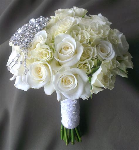 Sandras Flower Studio White Rose Wedding With Extra Bling