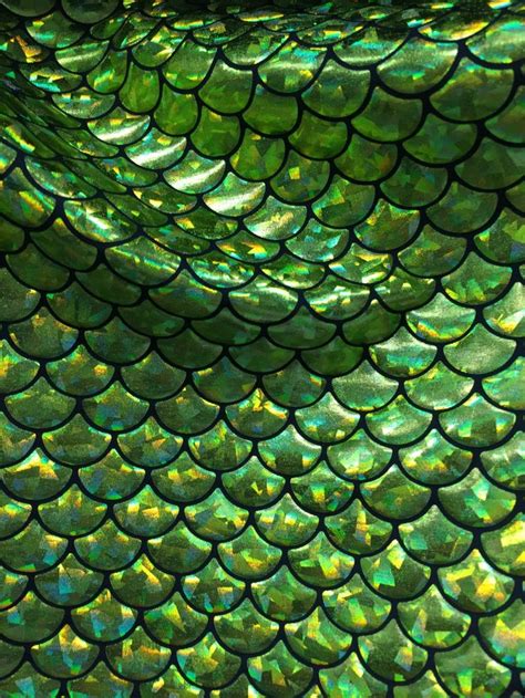 4way Stretch Mermaid Fish Scales Spandex Lime Green Foil Fabric Sold By