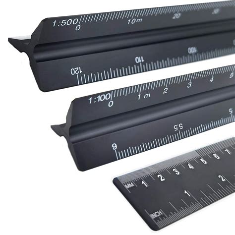 Buy Qisf Architect Ruler 12 Inch Aluminum Triangular Scale Ruler