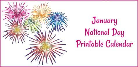 January Printable National Day Calendar 2021 Free Planning Calendars