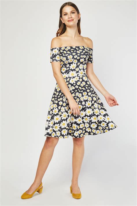 Daisy Print Bardot Dress Just 7