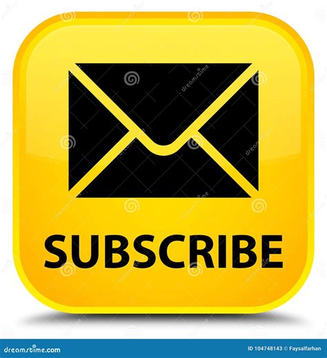 Subscribe Email Icon Special Yellow Square Button Stock Illustration