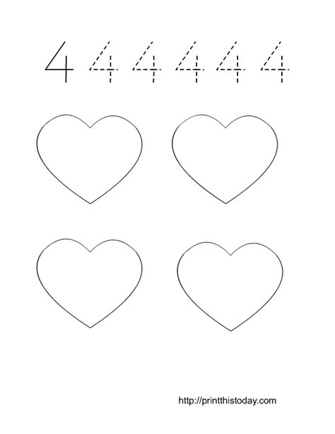 Free Printable Valentine themed Math Worksheets 1-10