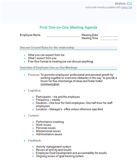 Master One On One Meetings With This Excel Template A Comprehensive Guide